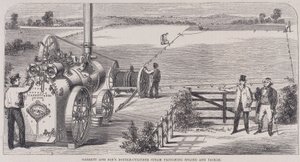 加勒特父子双缸蒸汽犁发动机和钓具，c1862 作者 不明