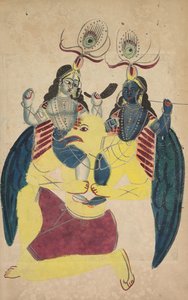 鹰航运载巴拉拉玛和克里希纳，1800年代。 作者 不明