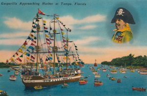 佛罗里达州坦帕市的Gasparilla Apporoaching港，建于1940年代 作者 不明