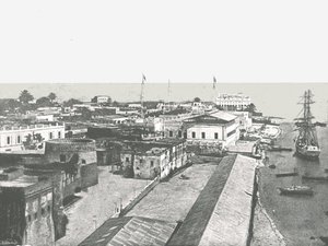 首都桑给巴尔的全景，1895年。 作者 不明