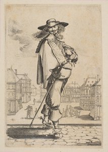 1629年，有剑的绅士在某些建筑物前。 作者 不明