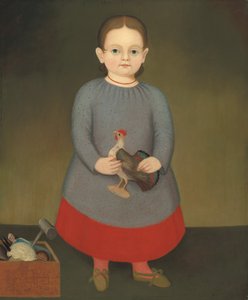 带着玩具公鸡的女孩，约1840年。 作者 不明