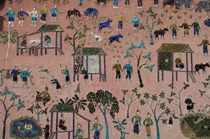 老挝琅勃拉邦的雄通寺的玻璃马赛克，1950年代 作者 不明