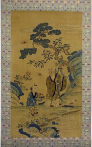 长寿之神寿老和男孩，19世纪。 作者 不明