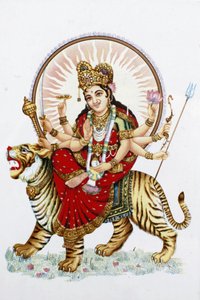 女神 Sherawali (Durga) 骑虎 瑞诗凯诗印度 作者 不明