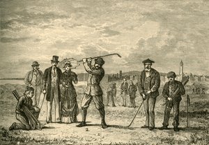 1898年在林克斯高尔夫球场上打高尔夫球。 作者 不明