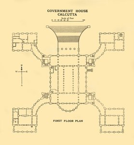 总督府加尔各答-一楼平面图，1925年。 作者 不明