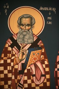 Greek orthodox icon depicting Saint Athanasos the great Thessalonique Grece 作者 不明
