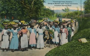 来自牙买加的问候。与山药和手杖一起去市场。恒春路，1913年。 作者 不明