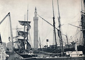 格里姆斯比（Grimsby）-码头风景，液压塔，1895年 作者 不明