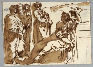 拉斐尔·桑齐奥（Raphael Sanzio）后与帕纳苏斯（Penassus）的彼得拉克（Petrarch）和萨福（Sappho）一起 作者 Unbekannt