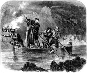 吉塞普·加里波第（Guiseppe Garibaldi）在卡普雷拉（Caprera）附近的晚上捞鱼，1860-61年 作者 不明