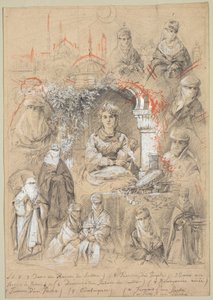 后宫妇女，1800年代。 作者 不明