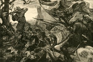 哈罗德（Harold）在1890年的黑斯廷斯战役（1066）中。 作者 不明