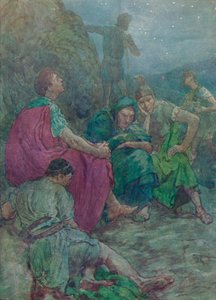 在这里，被陡峭的悬崖所掩盖，他坐下来休息，c1912 1912 作者 不明