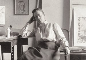 Hilma af Klint在她位于斯德哥尔摩Hamngatan的工作室，约1895年。 作者 不明
