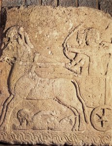 Hittite art: hunting scene. Low relief on stone, antiquity. 作者 不明
