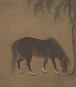 马和柳树，15世纪初。 作者 不明