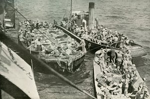 1919年，如何将伤者运送到医院的船只。 作者 不明