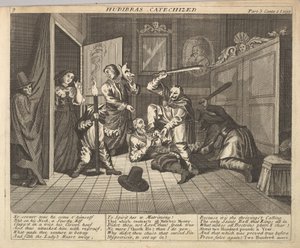 Hudibras塑化的板9：塞缪尔·巴特勒（Samuel Butlers）的插图Hudibras，1725-30。 作者 不明