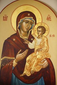 Icon in Mary Magdalene Russian orthodox church on Mount of olives : Virgin and child, Jerusalem, Israel 作者 不明