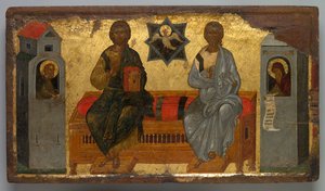 新约三位一体的圣像，c。 1450。 作者 不明