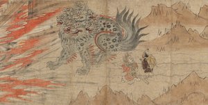 北野天神神社的图解传说 北野天神恩赐的明信片，13世纪末。 作者 不明