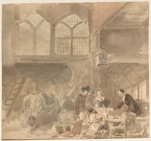 旅馆内部，1800年代。 作者 不明