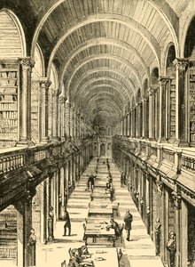 三一学院图书馆内部，1898年。 作者 不明