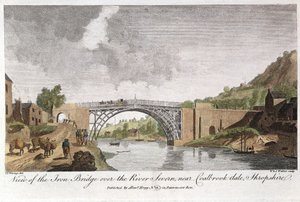 横跨塞文河的铁桥，建于1779年，位于英国Coalbrookdale的Ironbridge 作者 不明