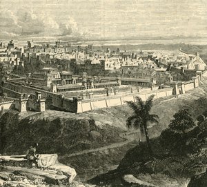 耶稣基督时代的耶路撒冷，展示了希律大帝重建的圣殿，1890年。 作者 不明