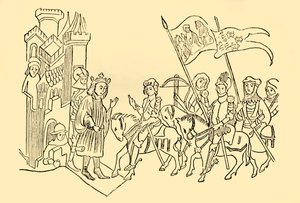 圣女贞德（Joan of Arc）来到法国国王的宫廷，大约在1930年。 作者 不明