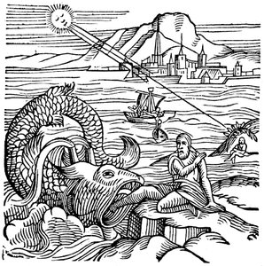 约拿（Jonah）被鲸鱼喷涌而出，1557年 作者 不明