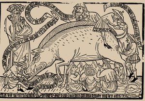 Judensau犹太母猪，约1470年。 作者 不明