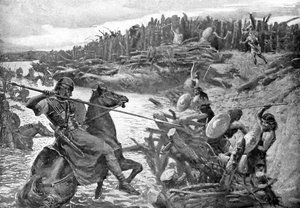 朱利叶斯·凯撒（Julius Caesar）穿越泰晤士河，约前55年，前1920 作者 不明