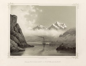 芬马克的 Kåfjord。 插图取自由 Asbjørnsen, P.Chr. 绘制的挪威书。 由 Chr 出版。 滕斯贝格（挪威 1848） 作者 不明