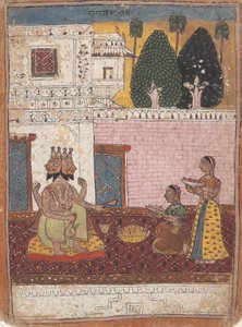 Khambavati Ragini ...来自分散的Ragamala系列音乐模式花环，1700-1725年。 作者 不明