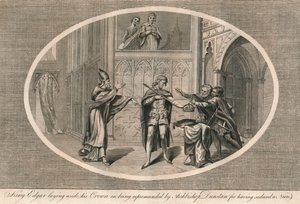 埃德加国王（Edgar King）放下王冠，被邓斯坦大主教（C960s 1793）重新宣判 作者 不明