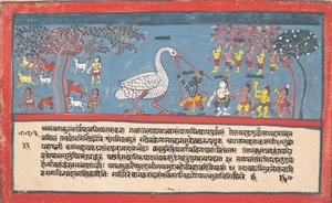 克里希纳（Krishna Slays）巴卡苏拉（Krishna Slays Bakasura），《起重机恶魔》，来自分散的《博伽梵歌》，1800-1825年。 作者 不明
