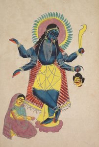 克里希纳（Krishna）作为卡利（Kali）的拉达崇拜，1800年代。 作者 不明