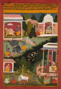克里希纳（Krishna）作为恶魔的毁灭者，来自Surdass Sursagar，c。 1700。 作者 不明