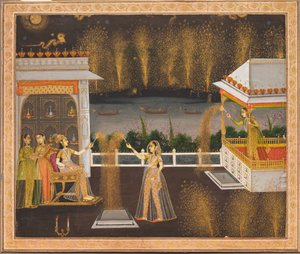 庆祝排灯节的女士们c。 1760。 作者 不明