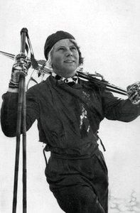 莱拉·舒·尼尔森（Laila Schou-Nilsen），挪威滑雪者，冬季奥运会，加米施-帕滕基兴，德国，1936年 作者 不明