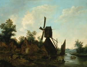 景观风车，17世纪。 作者 不明