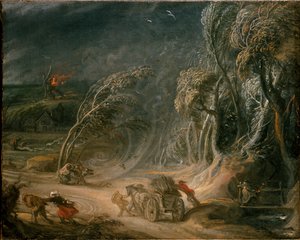 风景：风暴，18世纪 作者 不明