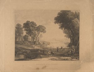 艾萨克和丽贝卡结婚后的人物风景，1648年，1830年出版。 作者 不明