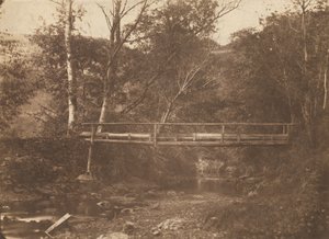 有树和桥的风景，约1850年。 作者 不明