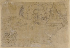 带有圣母像的风景画，17世纪。 作者 不明