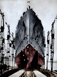 库纳德远洋客轮“玛丽皇后”号的发射，1934年1935年。 作者 不明