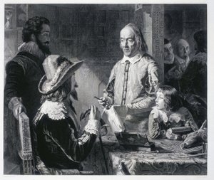 Le medecin anglais William Harvey (1578-1637) montrant au roi Charles Ier Stuart d